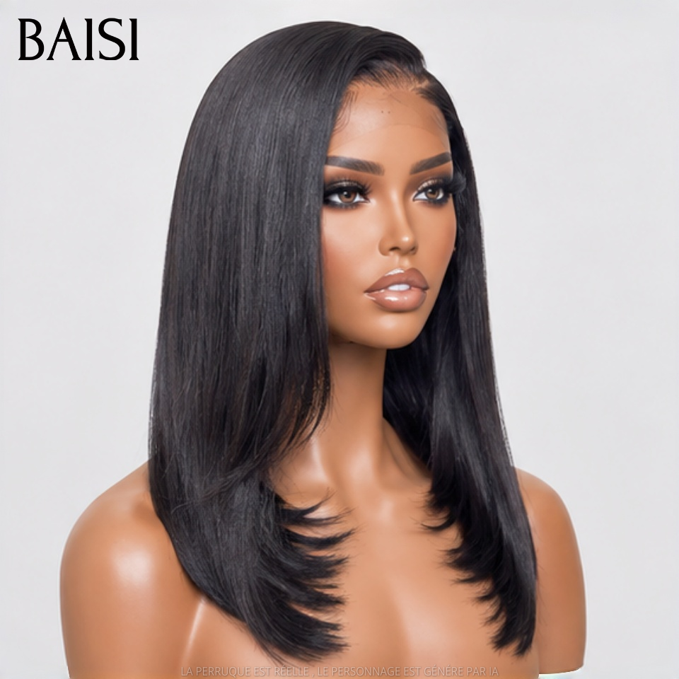 BAISI Frontale 13x4 lace tranparente BOB 14 Pouce 79€ lisse couleurs NOIR en 100% Cheveux Humains