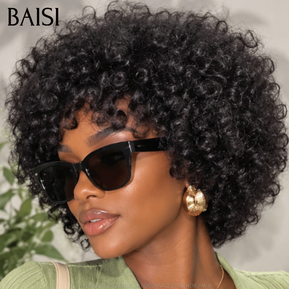 BAISI Perruques PROMO Offre spéciale Lisse BOB 10 Pouces lace closure ou pixie curly wave avec Frange en 100% vrais cheveux humains