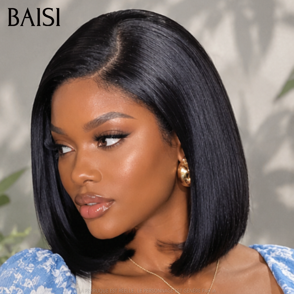 BAISI Perruques PROMO Offre spéciale Lisse BOB 10 Pouces lace closure ou pixie curly wave avec Frange en 100% vrais cheveux humains