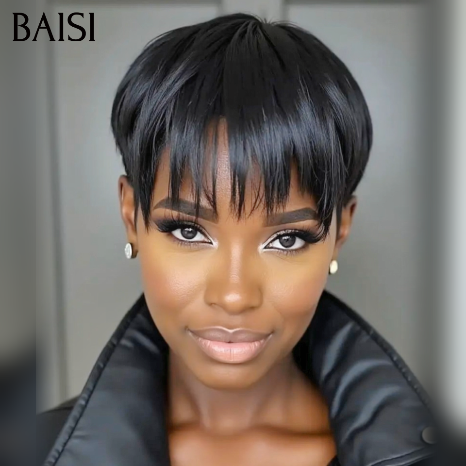 BAISI Peruca Pixie Lisa Mel 60€ ou Correspondência especial de cores em 100% Cabelo Humano