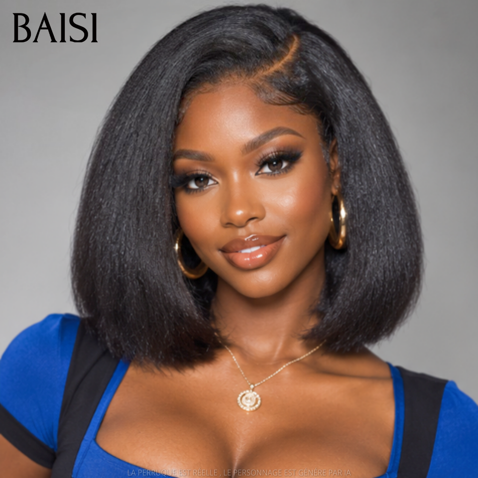 BAISI 13x4 Lace Perruque Yaki Straight 10 Pouces 99€ Couleur Noir 1B# Totalement Identique Qualité Garantie en 100% Cheveux humains Déjà en France Livraison 48H