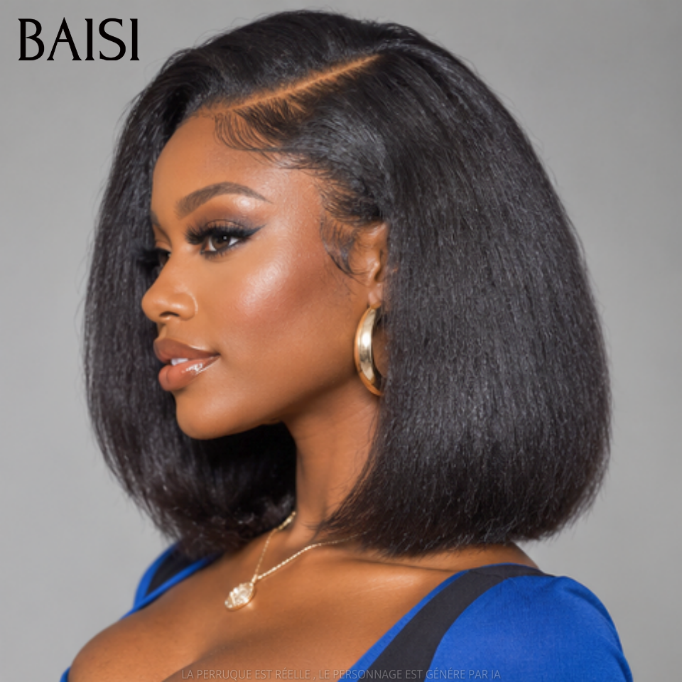 BAISI 13x4 Lace Perruque Yaki Straight 10 Pouces 99€ Couleur Noir 1B# Totalement Identique Qualité Garantie en 100% Cheveux humains Déjà en France Livraison 48H
