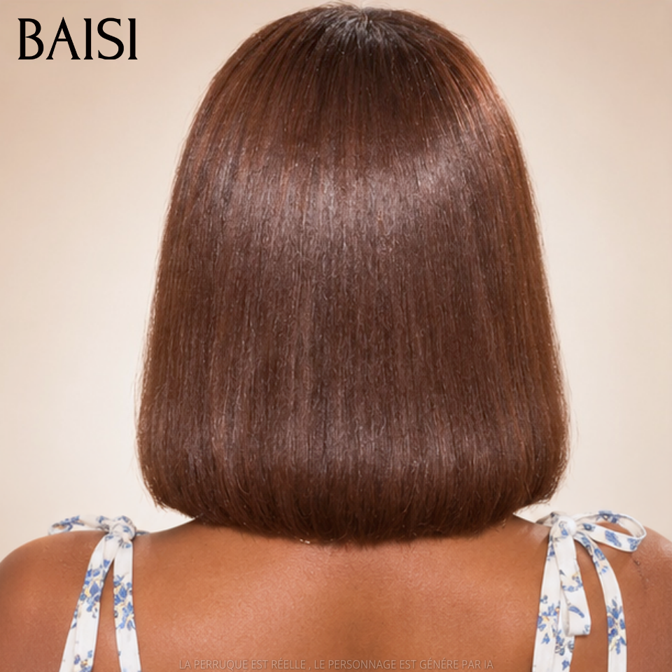 BAISI 13x4 Lace Perruque Kinkyi Straight 10 Pouces 109€ Couleur Marron Noir 1B/4# Très Bonne Qualité en 100% Cheveux humains Déjà en France Livraison 48H