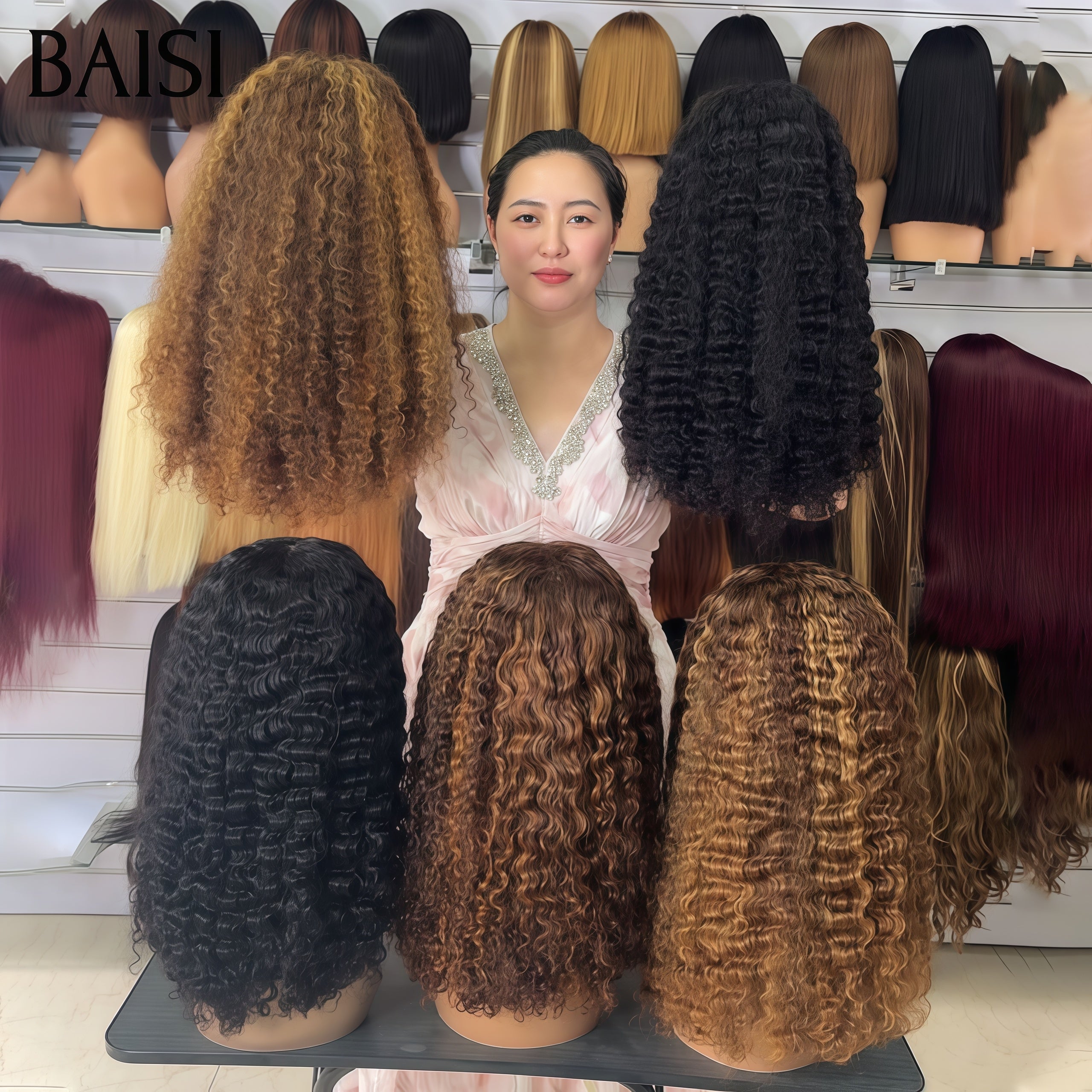 BAISI 5x5 Lace Sans Colle ou 13x4 Lace Perruque Kinky Curly Frisée 18Pouces 99€ Noir ou Colorés Qualité Irréprochable en 100% Cheveux Humains 