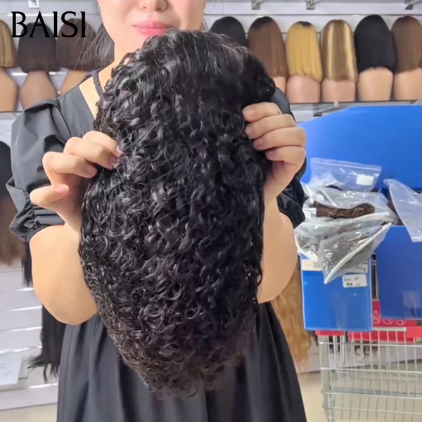 BAISI Lot en Panier 3 Perruques Haute Qualité Curly 12pouces 300% Densité Trois couleurs Disponibles Noir 1B ou Marron Orange ou Mixte en 100% cheveux humains