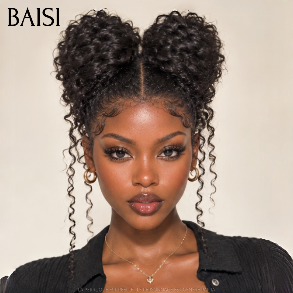 BAISI 13x4 Lace Perruque Coiffée Curly 18Pouces 145€ Coiffure Toute Mignone Prête A Porter 100% Identique en 100% Cheveux humains