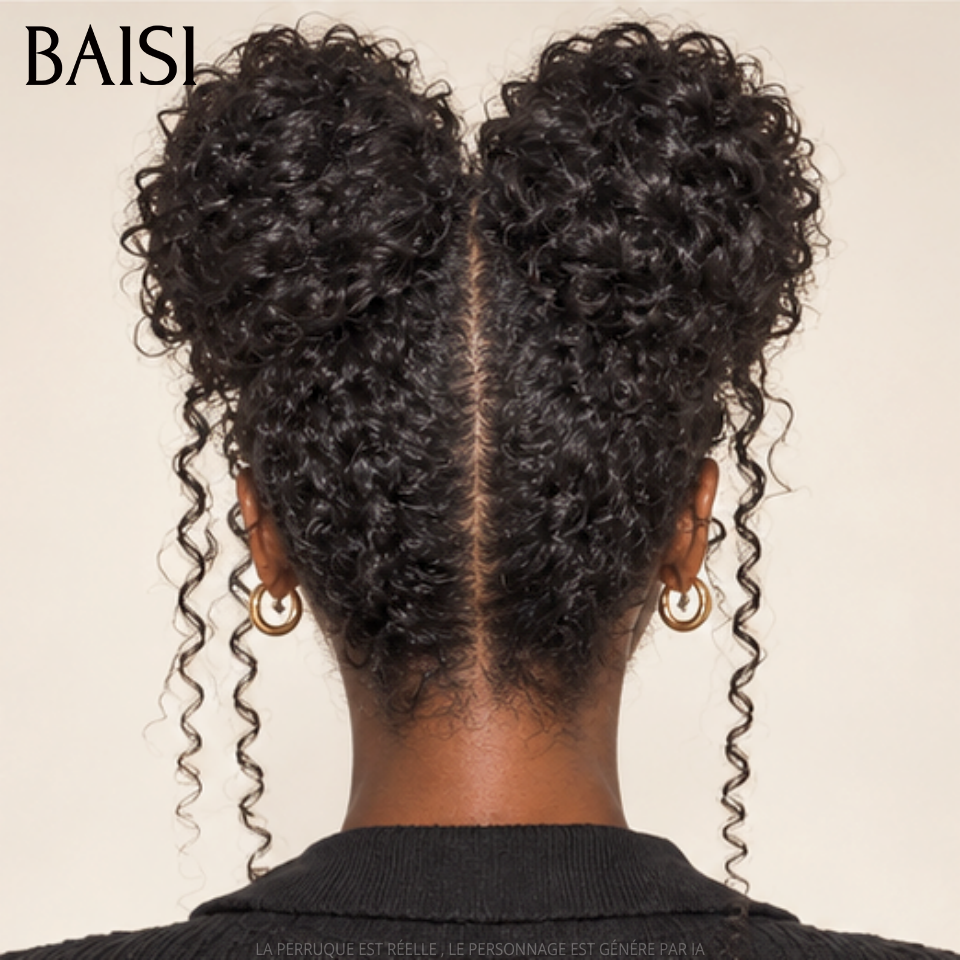 BAISI 13x4 Lace Perruque Coiffée Curly 18Pouces 145€ Coiffure Toute Mignone Prête A Porter 100% Identique en 100% Cheveux humains