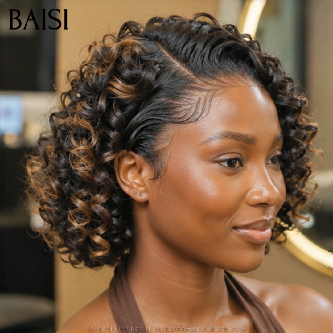 BAISI 5x5 Lace Perruque Burmese Noir et Marron 1B/30# Excellente Qualité Bien Fournie en 100% vrais cheveux humains