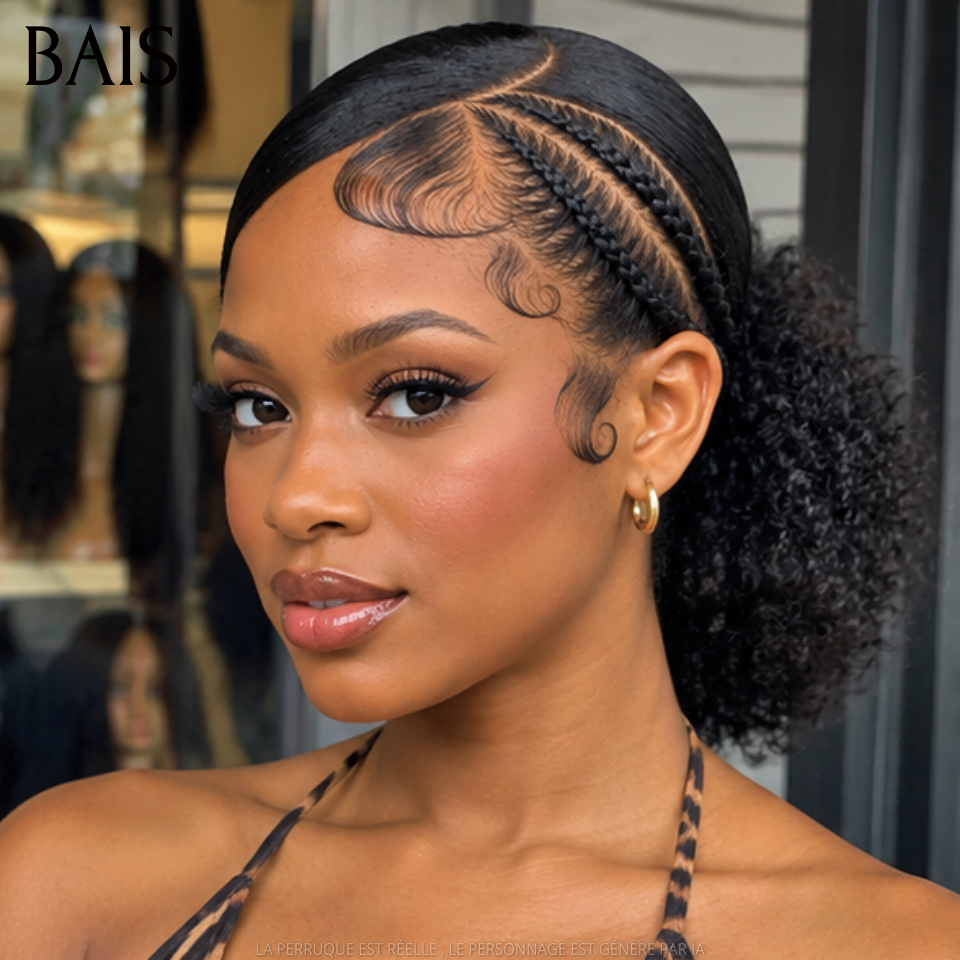 BAISI Full Lace Perruque Déjà coiffée Nattes Harmonies 185€ Cheveux Attachées Prête A Porter en 100% Cheveux humains