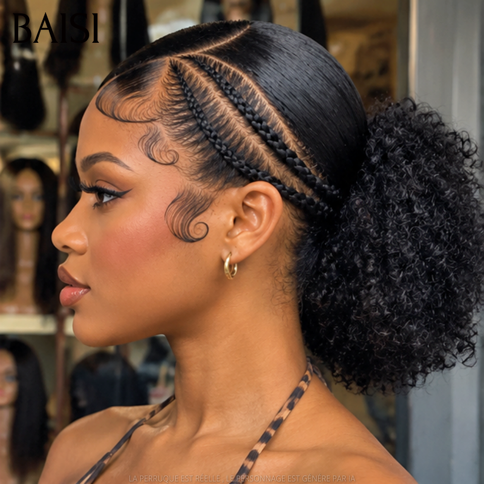 BAISI Full Lace Perruque Déjà coiffée Nattes Harmonies 185€ Cheveux Attachées Prête A Porter en 100% Cheveux humains