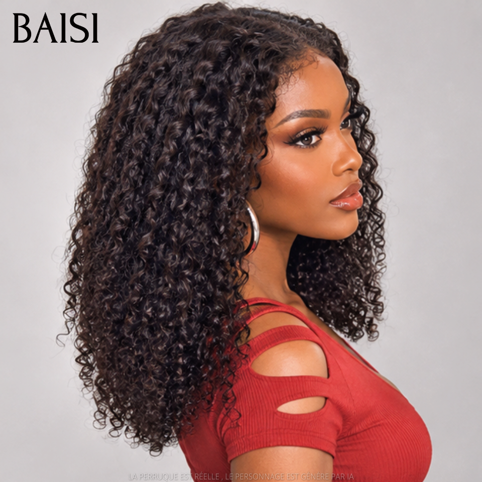 BAISI Perruque Curly Wave 14Pouces 138€ ou 18Pouces 198€ Couleur Noir 1B# Beaucoup de Volume Très Bonne Qualité en 100% Cheveux humains