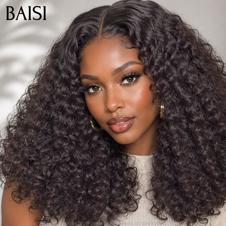 BAISI 4x4 Lace closure Perruque water wave NOIR 12 Pouces 115€ 300%densité 100% Cheveux Humains