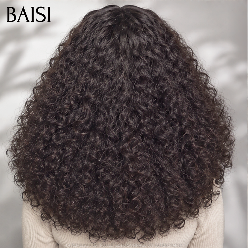 BAISI 4x4 Lace closure Perruque water wave NOIR 12 Pouces 115€ 300%densité 100% Cheveux Humains