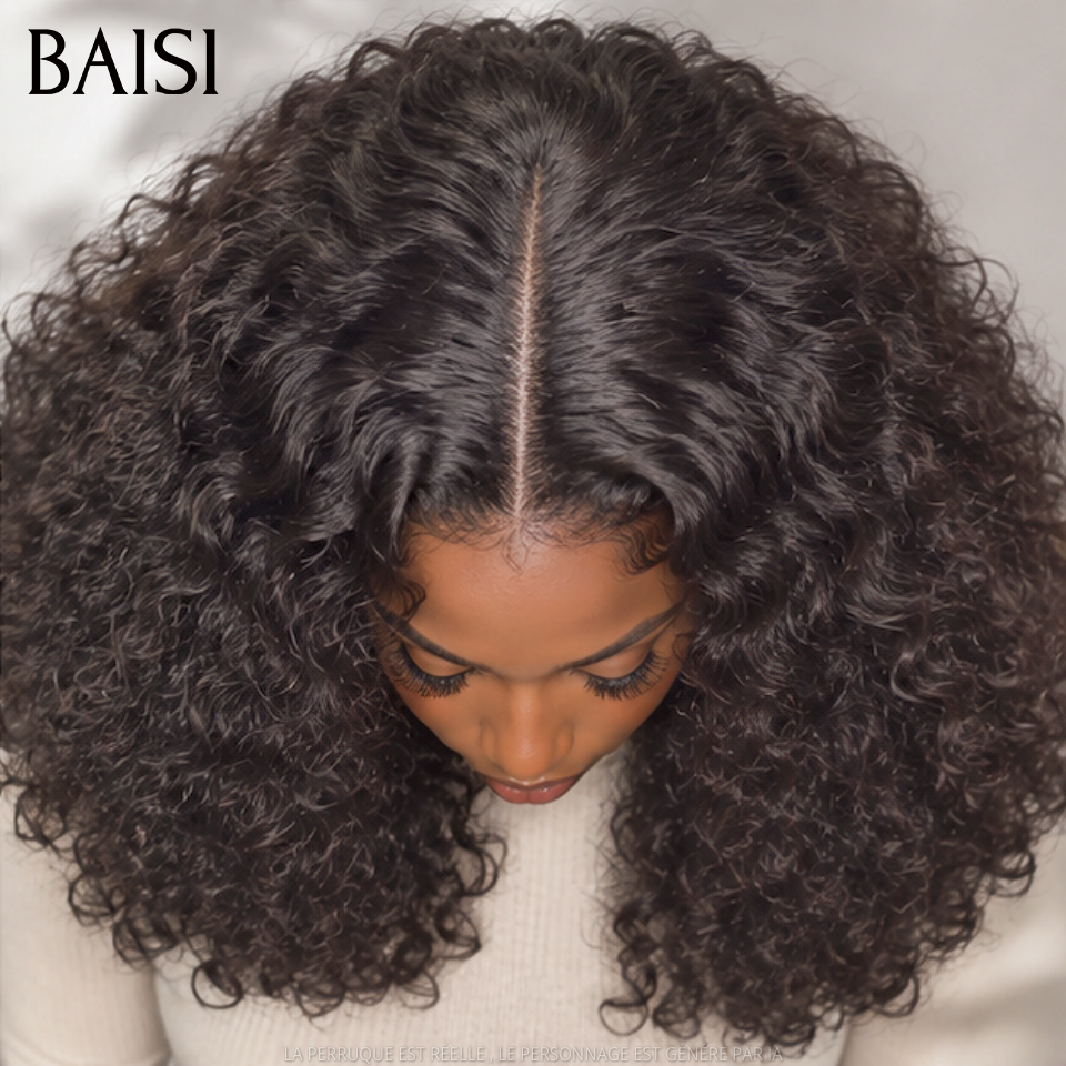 BAISI 4x4 Lace closure Perruque water wave NOIR 12 Pouces 115€ 300%densité 100% Cheveux Humains