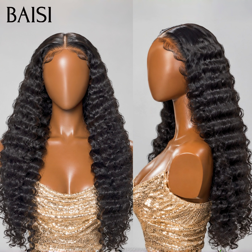 BAISI 4x4 HD Lace Perruque Deep Wave Couleur Noir 1B# A partir de 165€ Invisible et Discrète Très Professionel en 100% Cheveux humains