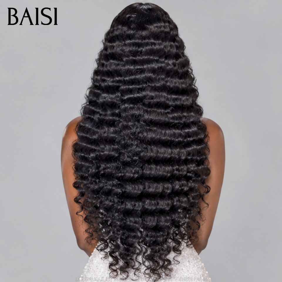 BAISI 4x4 HD Lace Perruque Deep Wave Couleur Noir 1B# A partir de 165€ Invisible et Discrète Très Professionel en 100% Cheveux humains