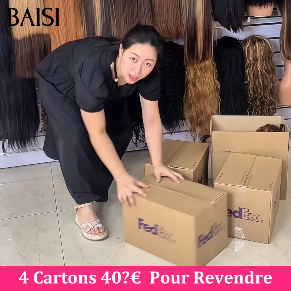BAISI 4 Perruques LA BEAUTE  Longues Raw Hair En Gros Offre Spéciale En Carton pour Revendeurs Très Bonne Qualité 100% Cheveux Humains