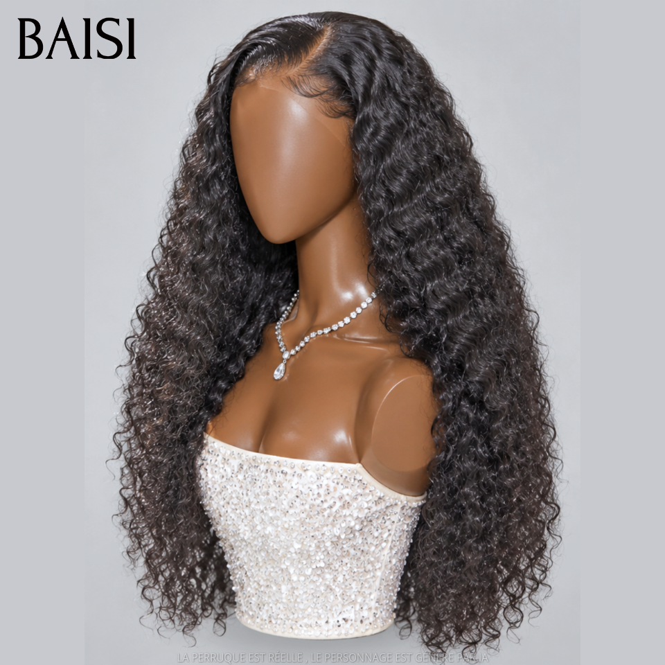 BAISI 13x6 Frontal Perruque Deep Wave Pré-plucked Pas Besoin de Colle en 100% Raw Hair Lace déjà couper