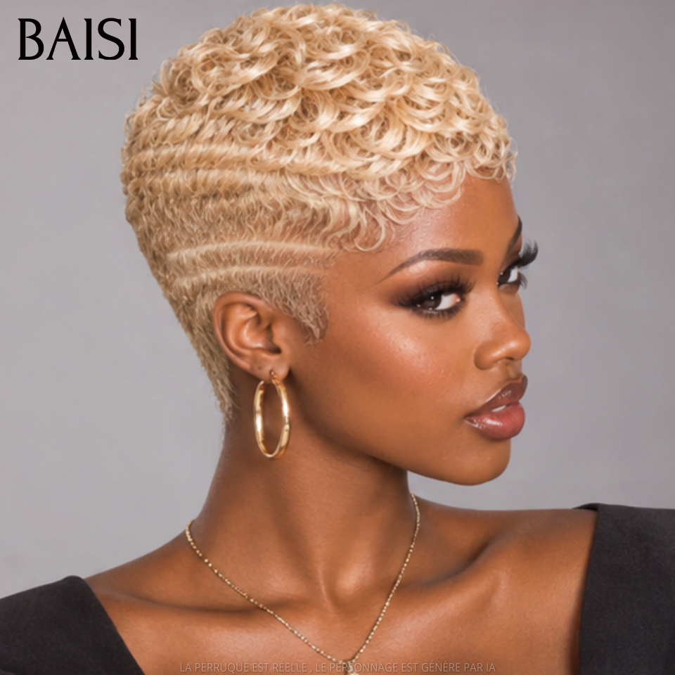 BAISI Full Lace Perruque Pixie Wave Courte Déjà Coiffée Disponible Pour Toutes Couleurs A partir de 159€ La Bombe Trop Magnifique en 100% Cheveux humains