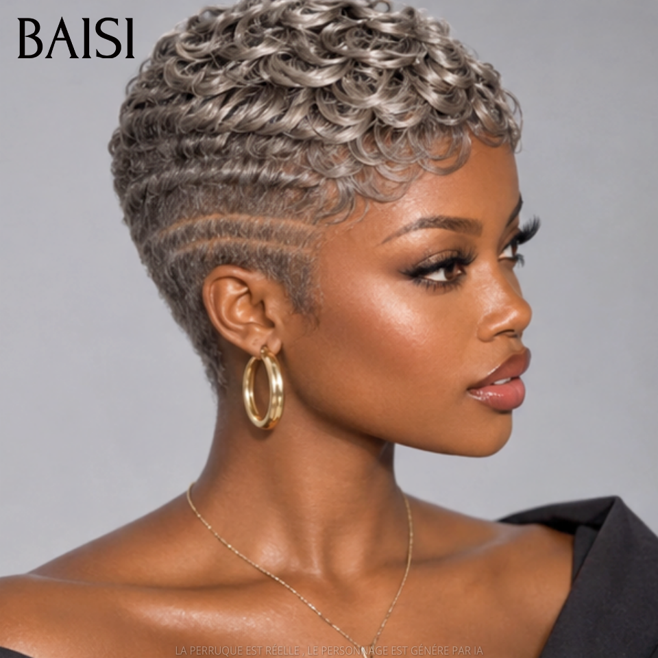 BAISI Full Lace Perruque Pixie Wave Courte Déjà Coiffée Disponible Pour Toutes Couleurs A partir de 159€ La Bombe Trop Magnifique en 100% Cheveux humains