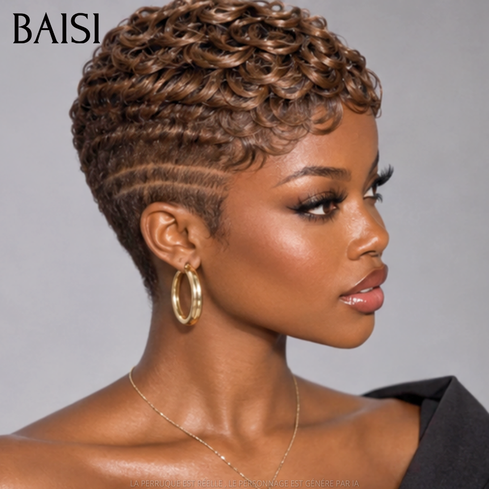BAISI Full Lace Perruque Pixie Wave Courte Déjà Coiffée Disponible Pour Toutes Couleurs A partir de 159€ La Bombe Trop Magnifique en 100% Cheveux humains