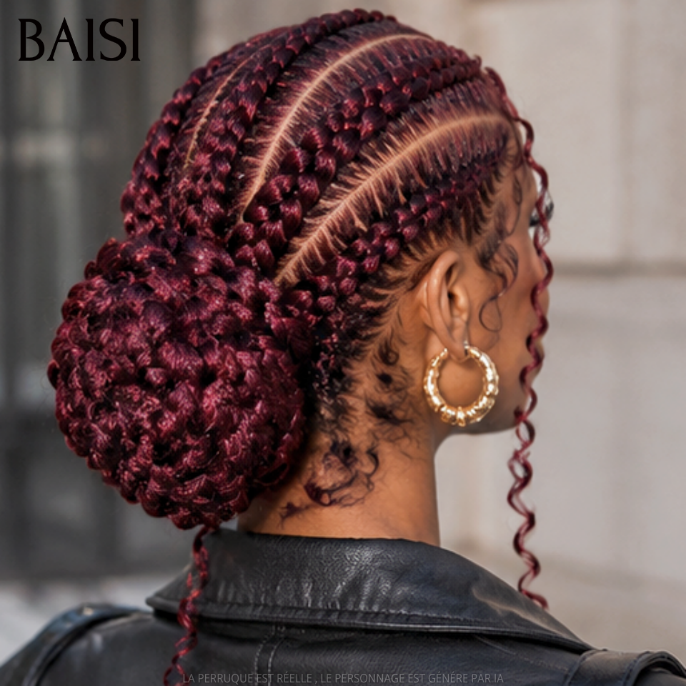 BAISI Full Lace Perruque Belle Couleur Déjà Coiffée  Curly  199€ 100% Identique Top Qualité Rouge Bordeaux 99J# Authentique en 100% Cheveux humains  MP50