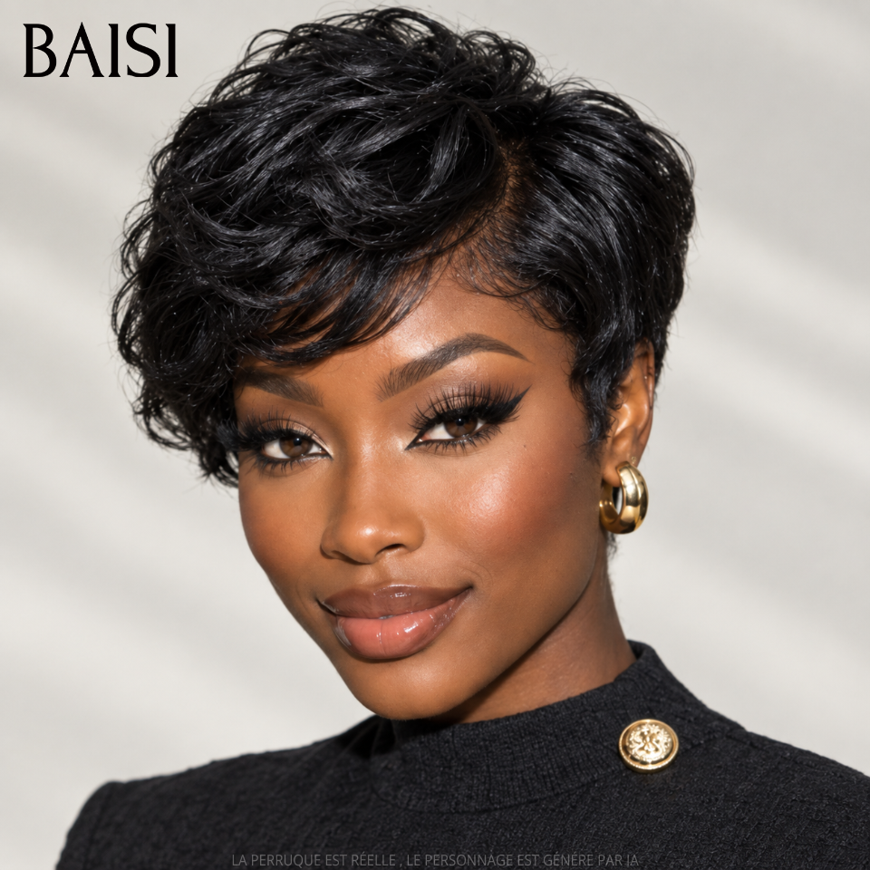 BAISI vente flash Achetez 1 + 1 Gratuite 138€ 13x4 lace frontal curly wave 20 Pouces et pixie perruque Lisse en 100% vrais cheveux humains