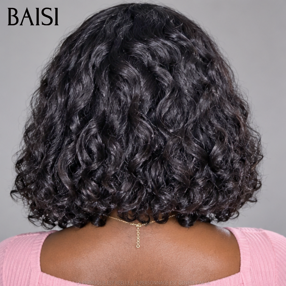 BAISI 13X4 HD lace curly wave en haut de gamme avec Baby Hair Pré-plucked Sans Colle en 100% Raw Hair Lace déjà couper