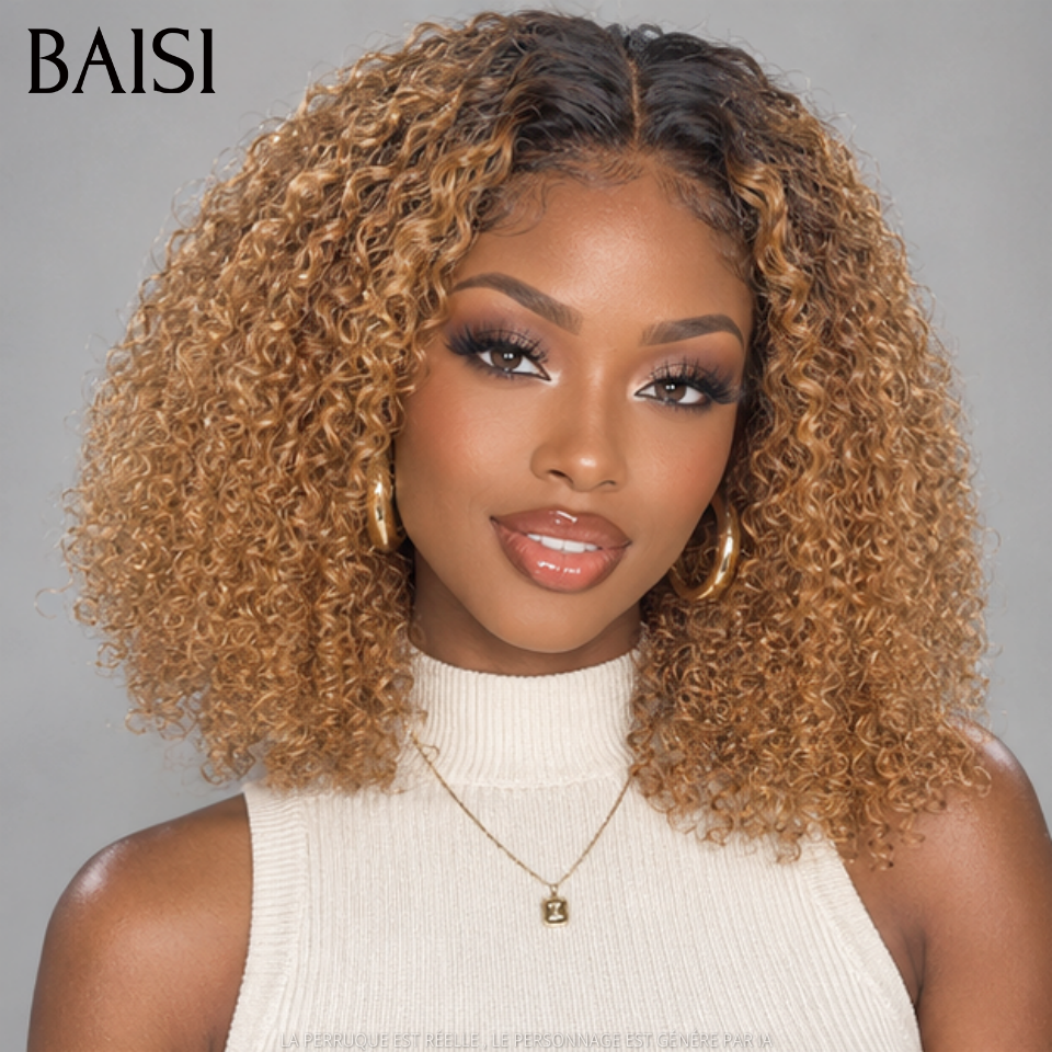 BAISI 13x4 Peruca Lace Crépus Kinky Straight Já penteada como na foto Cor Preto 1B# 20 Polegadas 148€ Beleza Incomparável em 100% cabelo humano