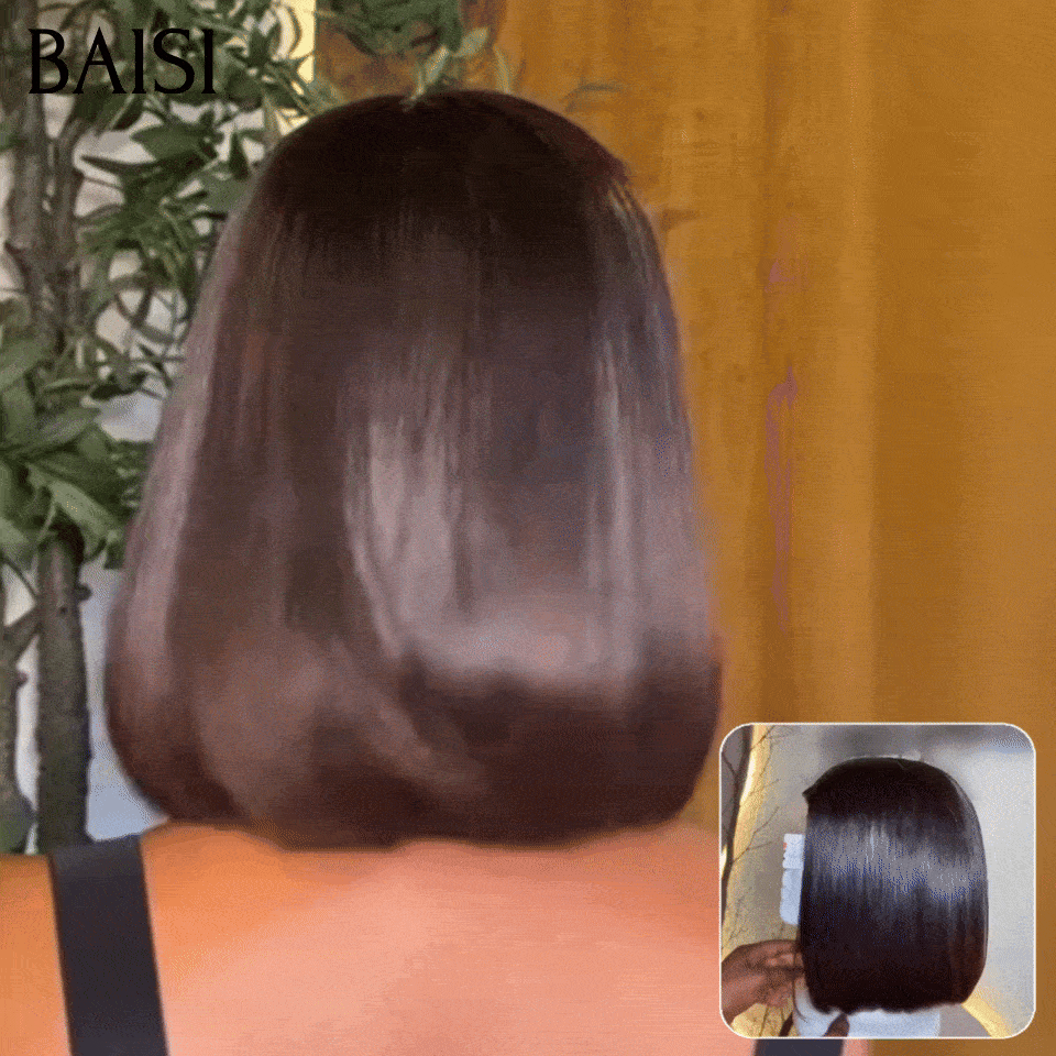 BAISI 2X6 lace Perruque BOB Lisse 98€  de Luxe Haute Qualité Viêtnam Hair Lisse BOB en Couleur Noir en 100% Cheveux Humains FR38