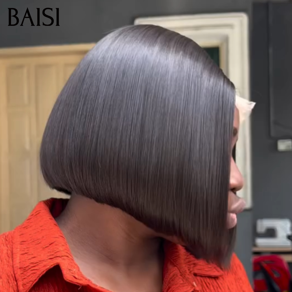 BAISI HAIR FR Liso com Franja 8 Polegadas em França 58€ ou 2 Cortes Chineses Preto e Castanho 129€ em 100% Cabelo Humano