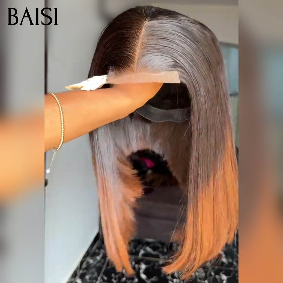 BAISI 2x6 lace ou 4x4 Lace Perruque Bob Lisse 10 Pouces En couleur noir et marron 1BT4# PROMO 85€ en France 100% Cheveux Humains