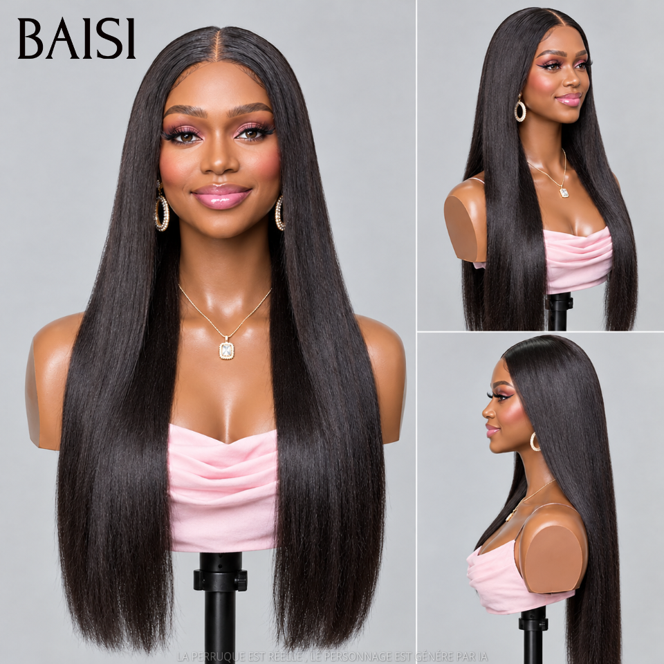 BAISI 13X4 lace frontal Perruques Lisse 20 pouce Raw Hair 119€ EN FRANCE en couleur noir PROMO Offre spéciale en 100% vrais cheveux humains