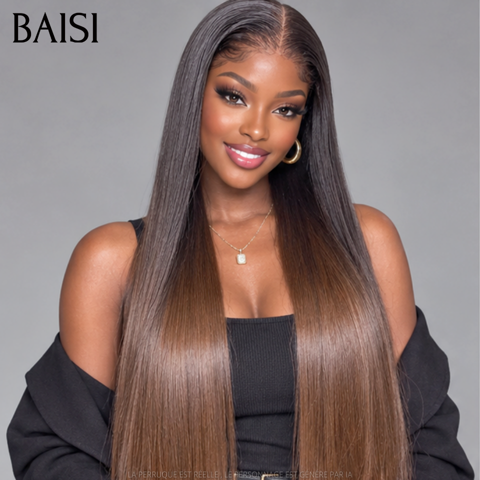 BAISI SDD BONE STRAIGHT 100% Vietnamese hair Pré-plucked lace invisible pré-épillées résultat impeccable 2X6 Perruque Lisse en couleur #1B4 Lace déjà couper