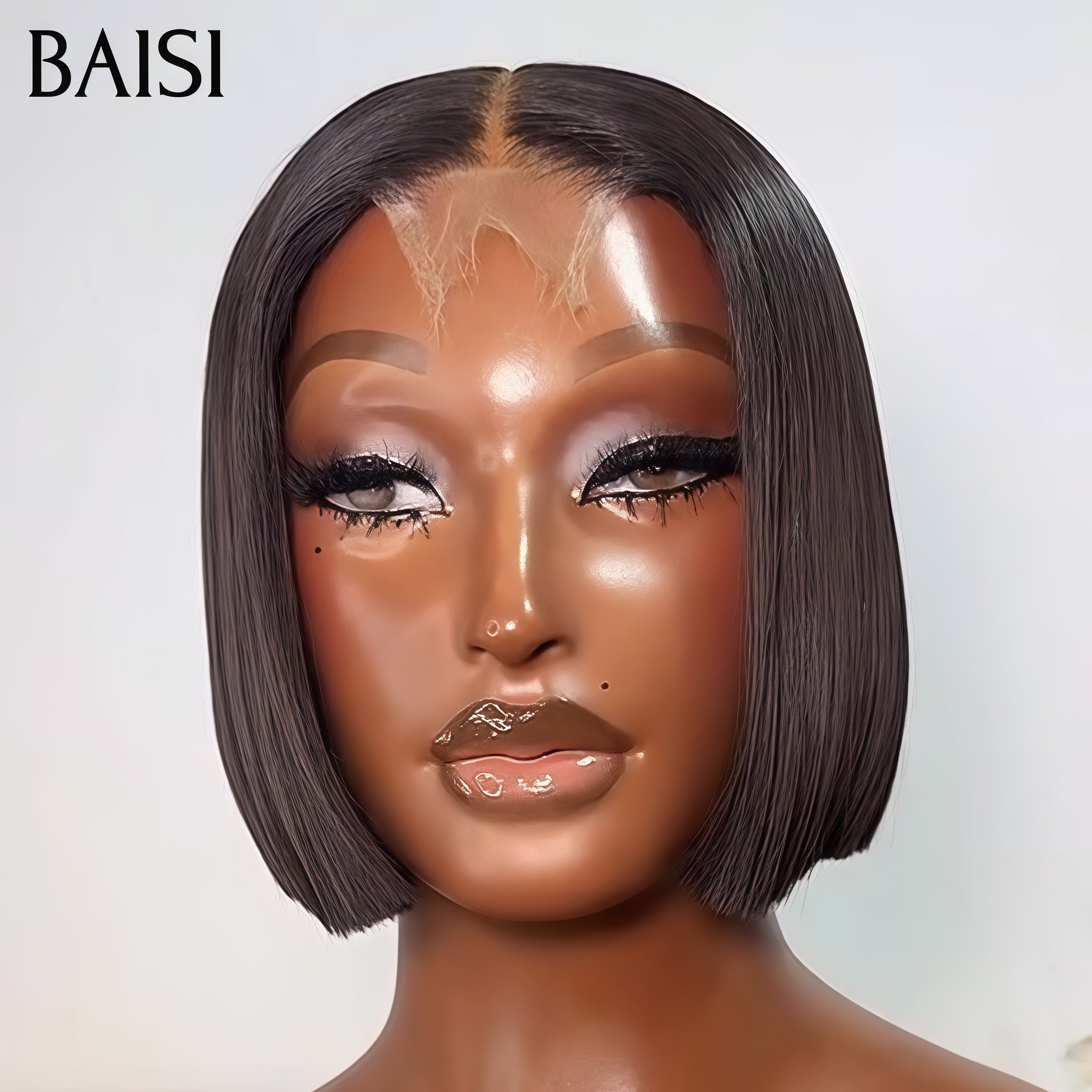 BAISI  2x6 Lace Perruque BOB Lisse 8 Pouces Noir 79€ Ou Couleur Marron dorée 4/33#  95€ Qualité Authentique En 100% Cheveux Humains