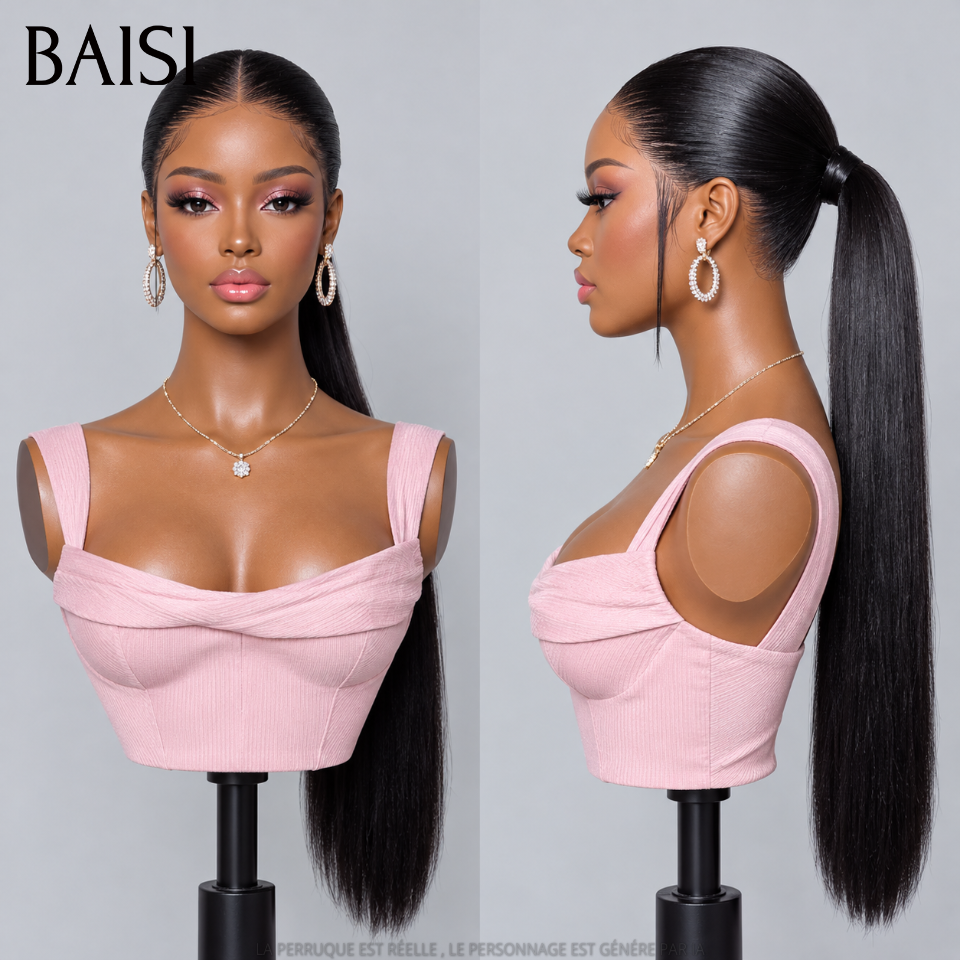 BAISI Perruque en chignon bun lisse 100% Cheveux Naturels Style personnalisé NOIR 26 Pouces 169€ 100% Comme la video 100% cheveux humains