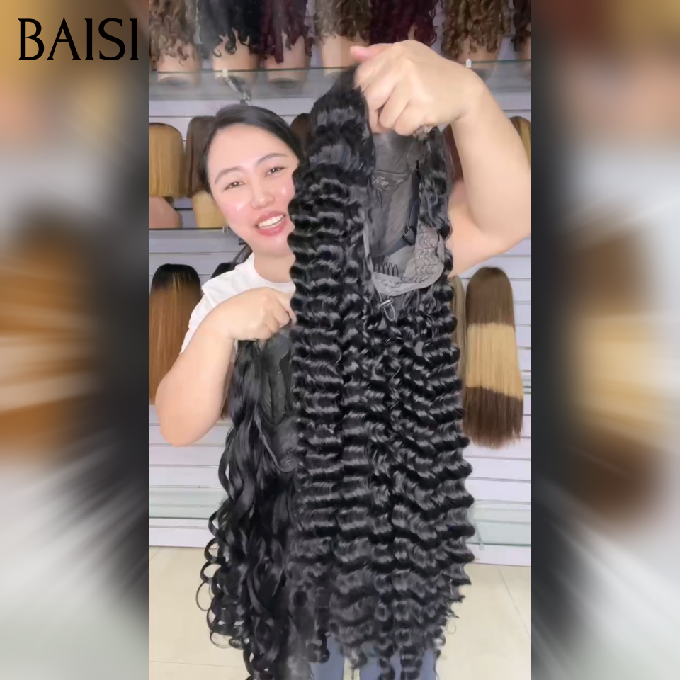 BAISI 13x4 Lace Perruque Bouncy et Deep Wave 18Pouces Ou 5x5 Lace Perruque Bouncy et Deep WaveHDD 28Pouces Très Bonne Qualité en 100% Cheveux humains MP50