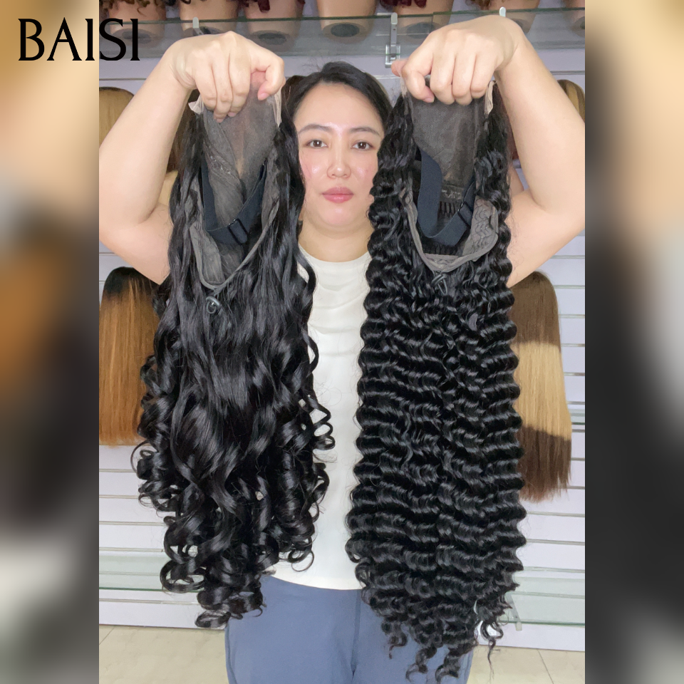 BAISI 13x4 Lace Perruque Bouncy et Deep Wave 18Pouces Ou 5x5 Lace Perruque Bouncy et Deep WaveHDD 28Pouces Très Bonne Qualité en 100% Cheveux humains MP50