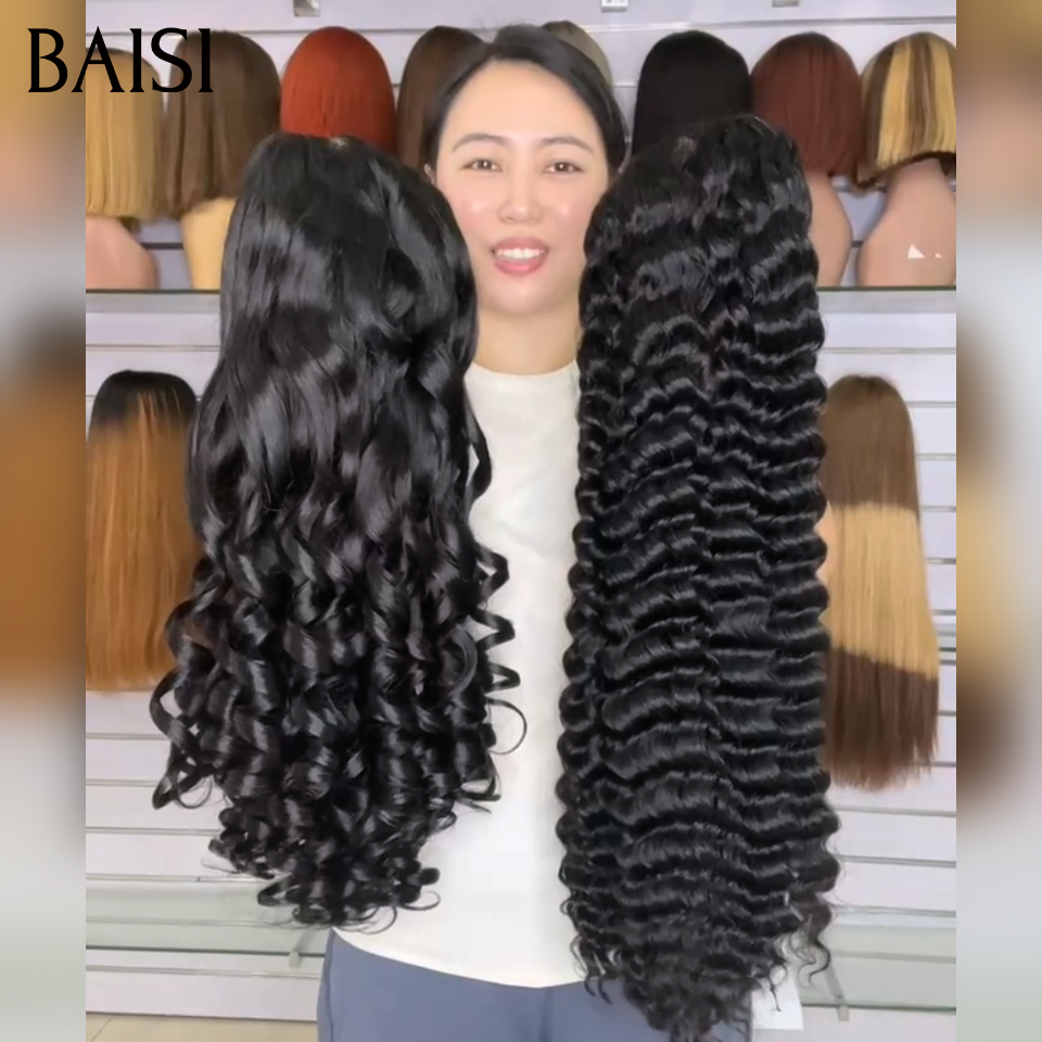 BAISI 13x4 Lace Perruque Bouncy et Deep Wave 18Pouces Ou 5x5 Lace Perruque Bouncy et Deep WaveHDD 28Pouces Très Bonne Qualité en 100% Cheveux humains MP50