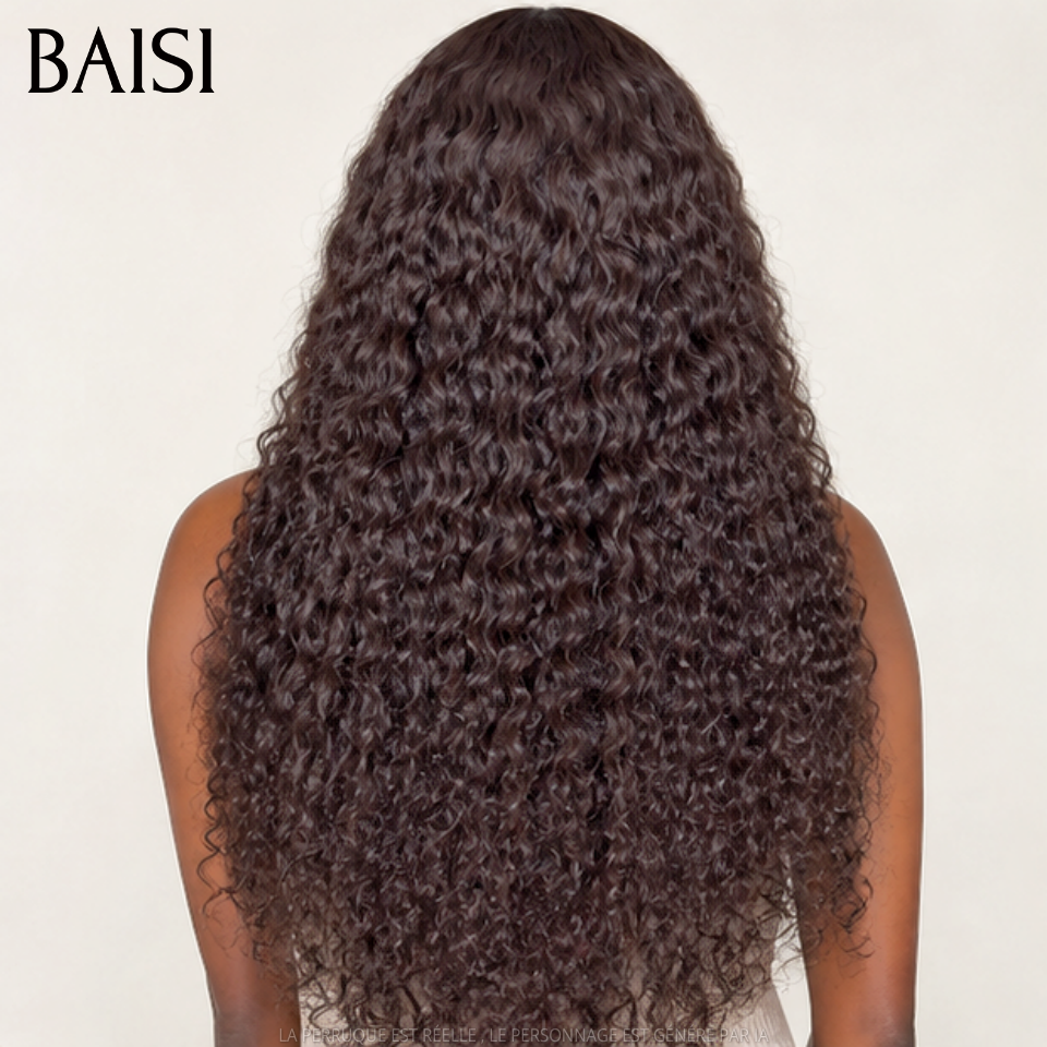 BAISI 13x4 Lace Perruque Longue Marron #4 Bouclée Curly Jusqu'à 40Pouces Raw Hair de Très Bonne Qualité en 100% Cheveux humains