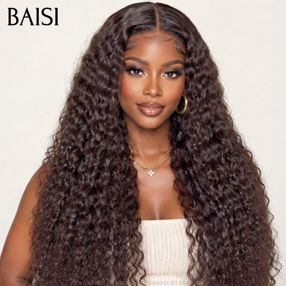 BAISI 13x4 Lace Perruque Longue Marron #4 Bouclée Curly Jusqu'à 40Pouces Raw Hair de Très Bonne Qualité en 100% Cheveux humains