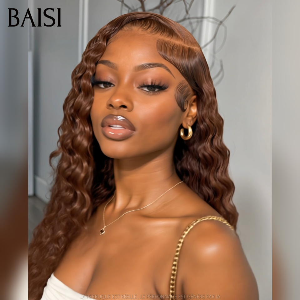 BAISI 13x4 Lace Perruque  Romance Curl Couleur Marron 4# 18Pouces 147€ Classique Pour Femme Epannouie en 100% Cheveux humains ACE