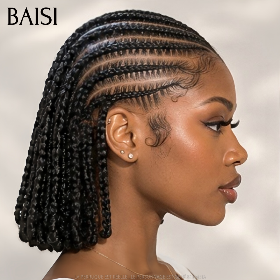 BAISI Full Lace Perruque Bob Natte Pleine Super Pratique 169€ 100% Identique Contre Chaleur  en 100% Cheveux humains