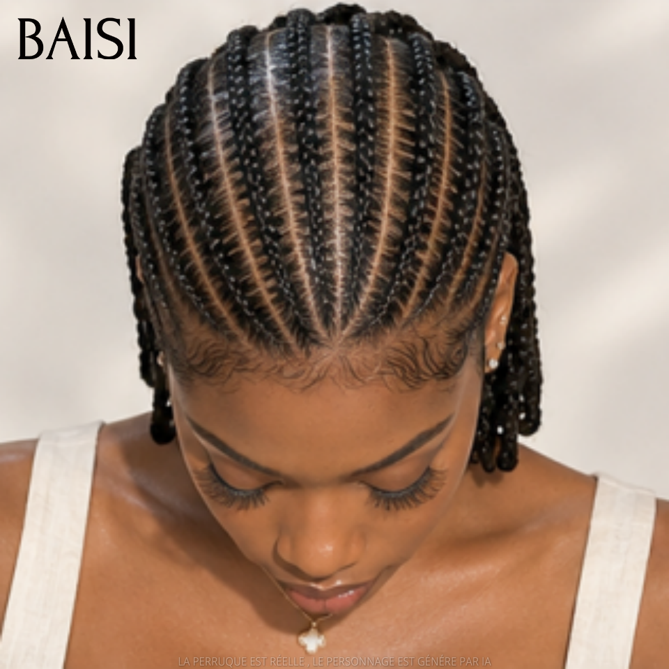 BAISI Full Lace Perruque Bob Natte Pleine Super Pratique 169€ 100% Identique Contre Chaleur  en 100% Cheveux humains