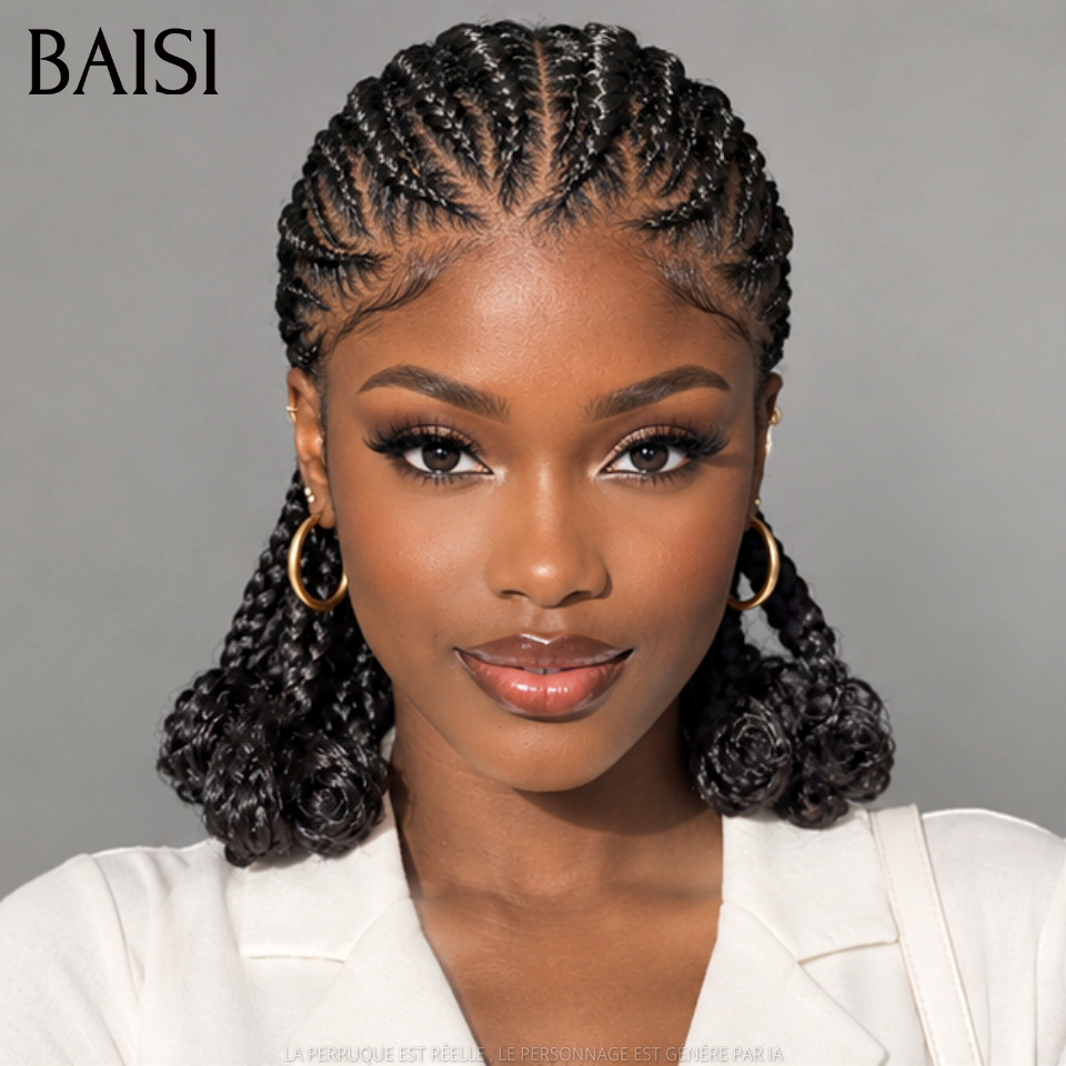 BAISI Full Lace Perruque Coiffée Superbe Natte Toute Faite 169€ Elégante et Charmante en 100% Identique en 100% Cheveux humains