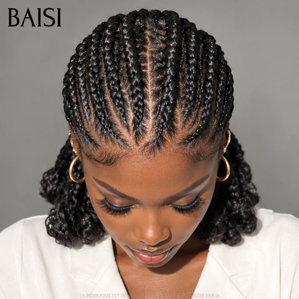 BAISI Full Lace Perruque Coiffée Superbe Natte Toute Faite 169€ Elégante et Charmante en 100% Identique en 100% Cheveux humains