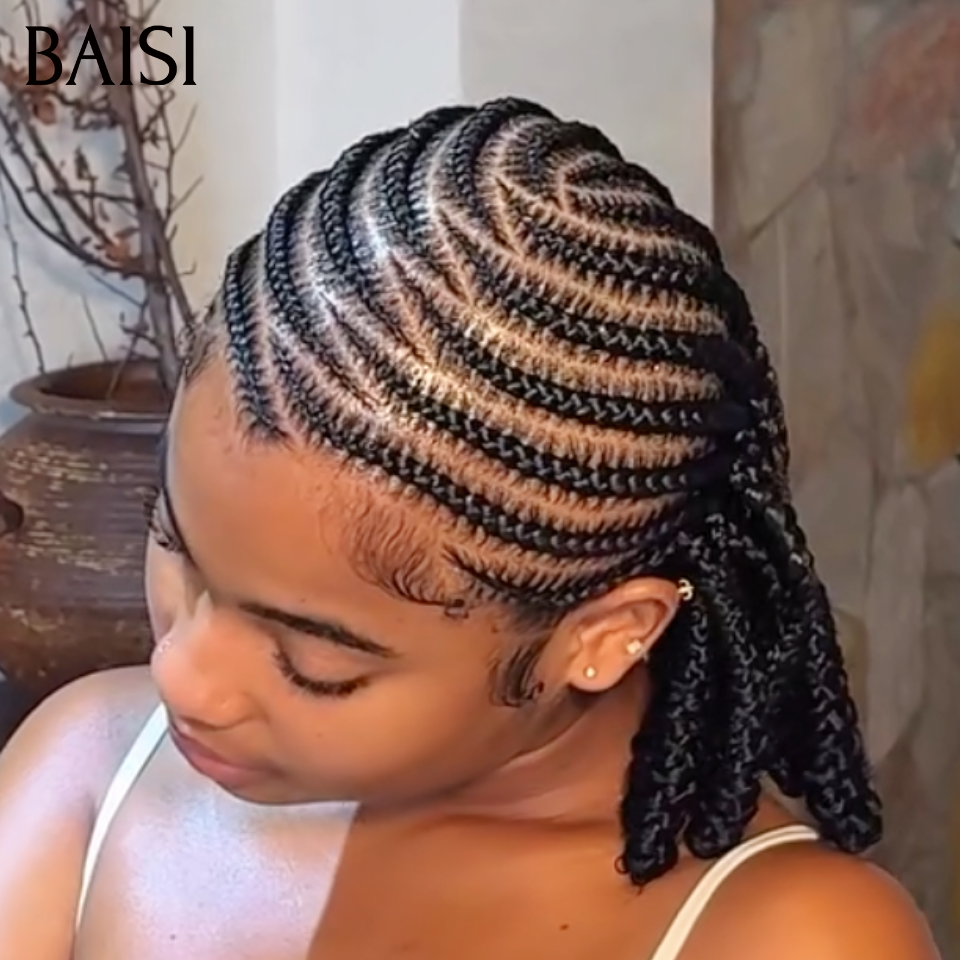 BAISI Full Lace Perruque Coiffée En nattes Zig Zag Noir 1B# Prix 149€ Seulement Coiffure Trop Charmante Qualité Excellente En 100% Cheveux Humains