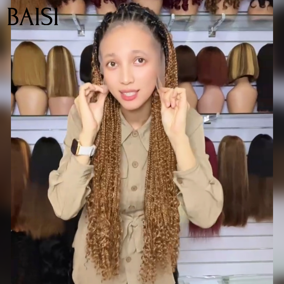 BAISI Full Lace Perruque En Nattes Contre la Chaleur Noir our Colorés Tendance en Eté en 100% Fibre Synthétique Prix Promotion