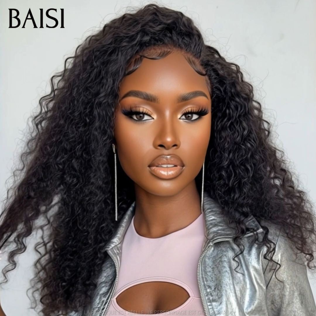 BAISI 13x4 Lace Perruque Curly Wave Couleur Noir  1B# 18Pouces 99€ Très Bonne Qualité Déjà En France en 100% Cheveux humains TVA 0€