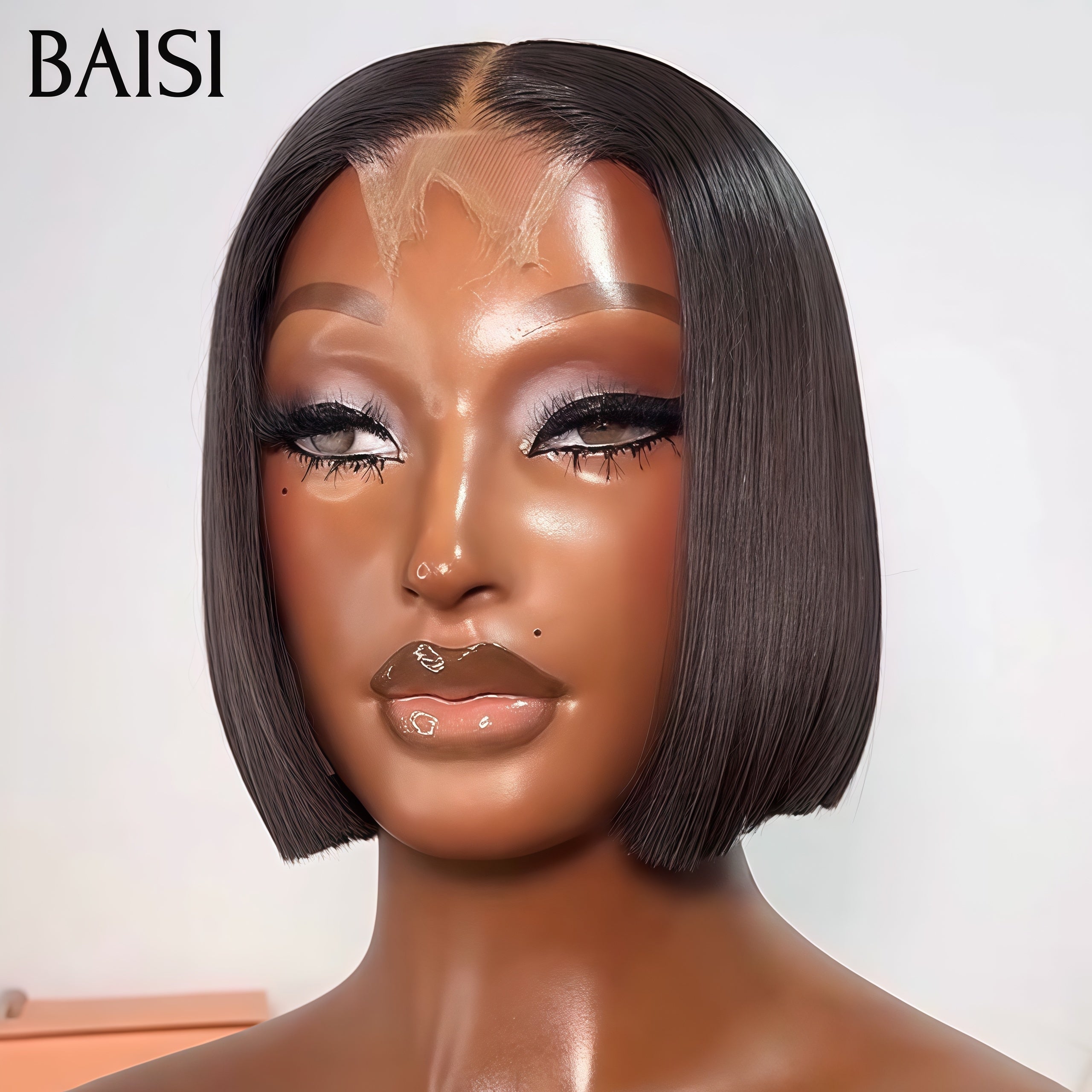 BAISI  2x6 Lace Perruque BOB Lisse 8 Pouces Noir 79€ Ou Couleur Marron dorée 4/33#  95€ Qualité Authentique En 100% Cheveux Humains